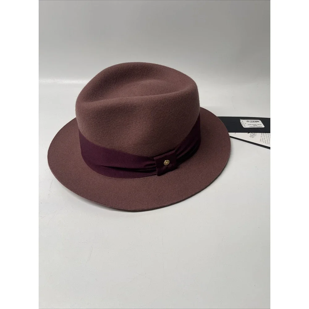 NWT Rag & Bone NY Women's Fedora Rose Hat With Trilby Drape Band Size S